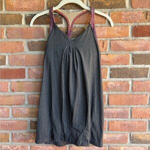 Lululemon Athletica y2k grey Top with Red and purple striped built in bra
